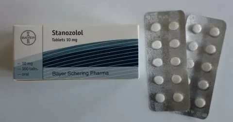 Buy Stanozolol 10mg Bayer Schering Pharma tablets for sale online USA to improve muscle definition from this box shot. Buy Stanozolol 10mg Bayer Schering Pharma blister packs for sale online USA to support athletic performance goals. Buy an authentic box of Stanozolol 10mg Bayer tablets for sale online USA featuring two blister packs for strength.